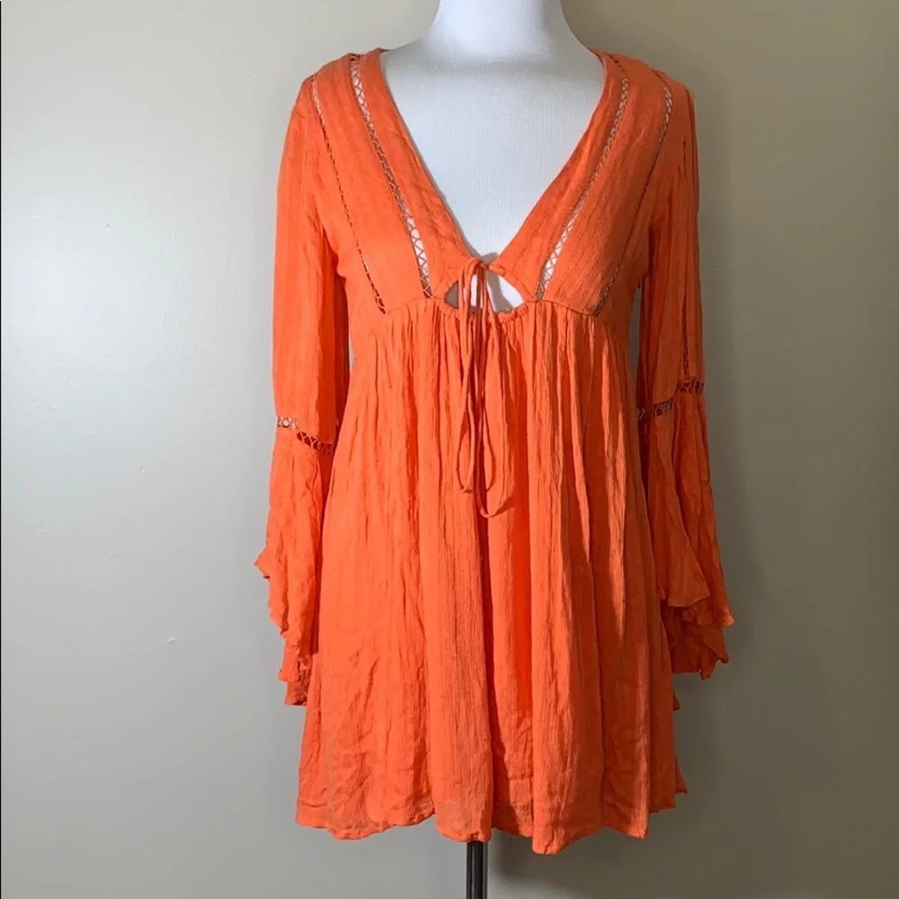 FREE PEOPLE Keyhole Flutter Arm Dress XS